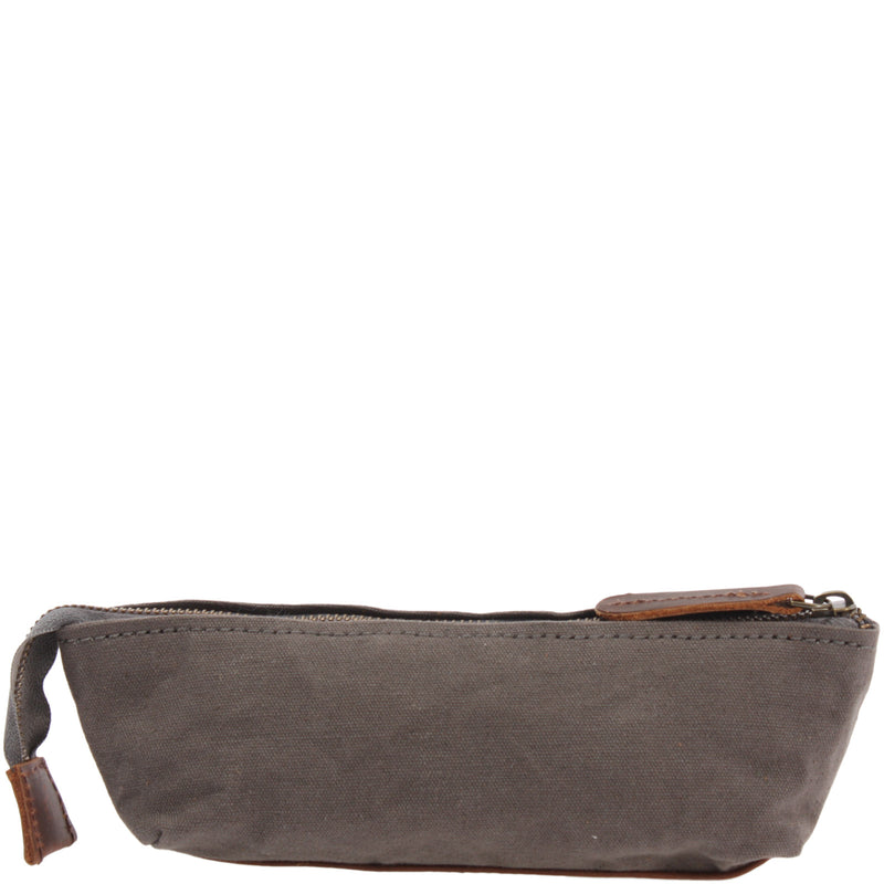 Leconi Stiftemappe Federtasche Stifteetui Federmappe Damen Herren Canvas Leder grau LE9026 Versandkostenfrei