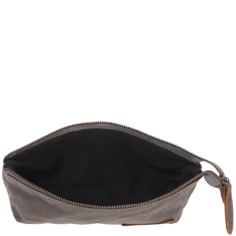 Leconi Stiftemappe Federtasche Stifteetui Federmappe Damen Herren Canvas Leder grau LE9026 Versandkostenfrei