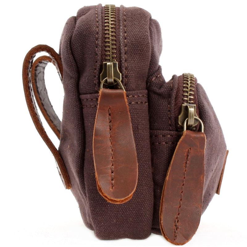 Leconi Gürteltasche Bauchtasche Canvas Rindsleder mokka LE3037 Großer Ausverkauf