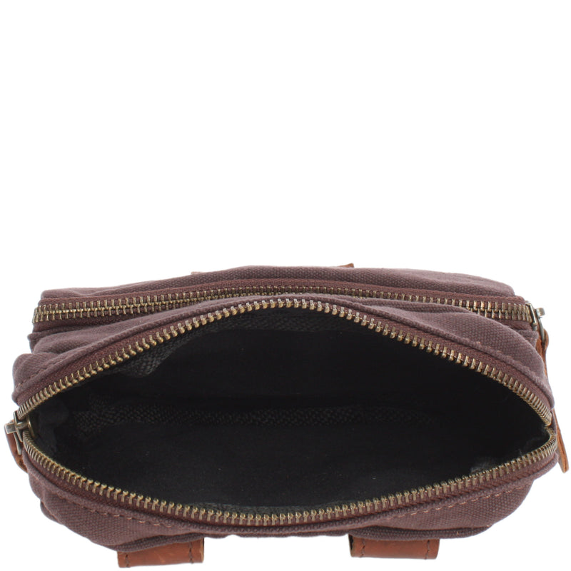 Leconi Gürteltasche Bauchtasche Canvas Rindsleder mokka LE3037 Großer Ausverkauf