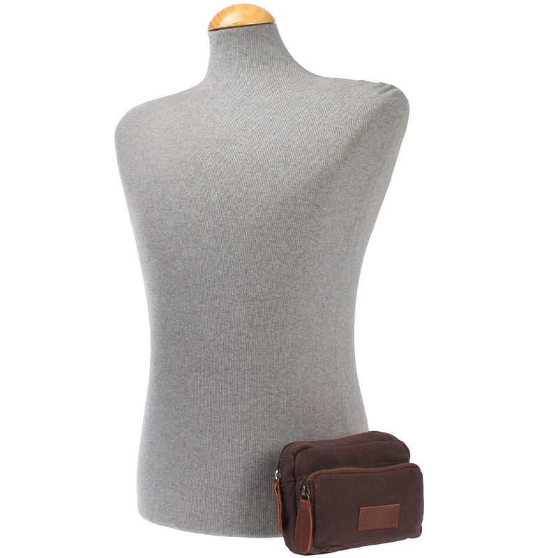 Leconi Gürteltasche Bauchtasche Canvas Rindsleder mokka LE3037 Großer Ausverkauf