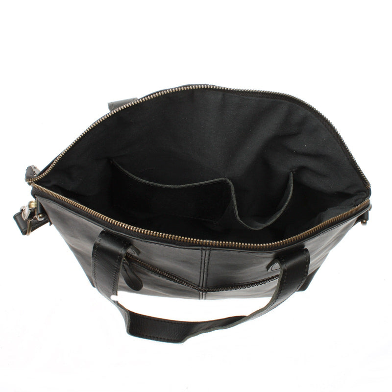 Leconi Shopper Schultertasche Damen Handtasche Ledertasche Henkeltasche Leder schwarz LE0060 Begrenztes Angebot