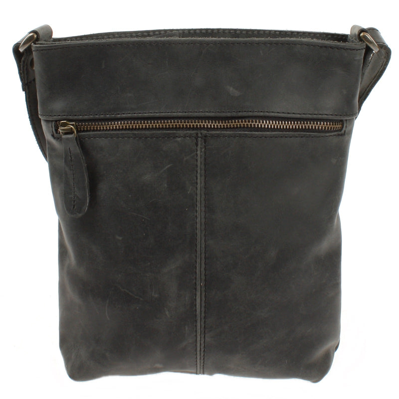 Leconi Umhängetasche Schultertasche Damen Herren Used Look Leder grau LE3072 Online Shopping