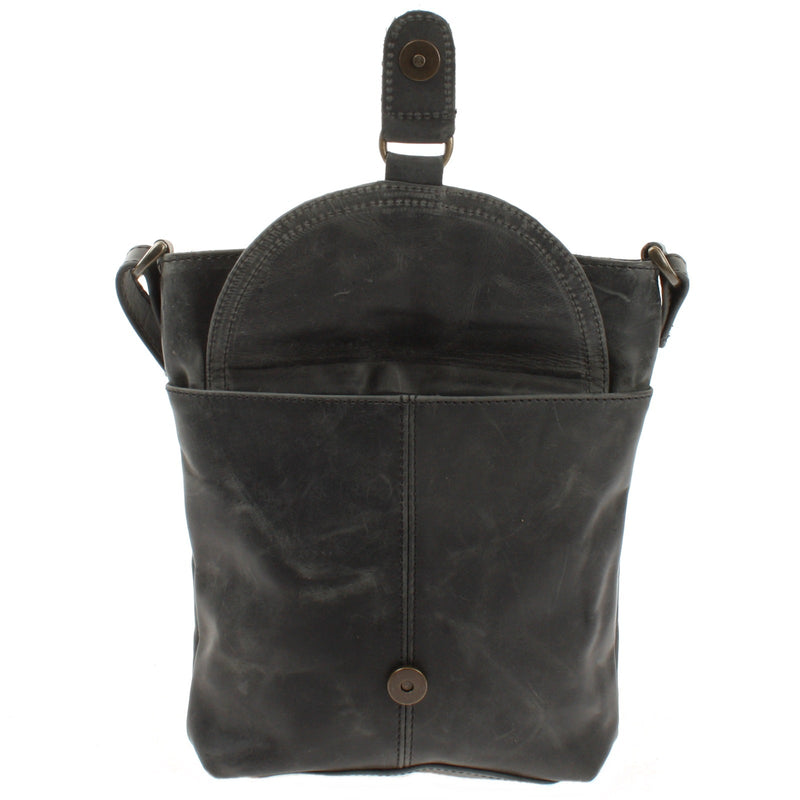Leconi Umhängetasche Schultertasche Damen Herren Used Look Leder grau LE3072 Online Shopping