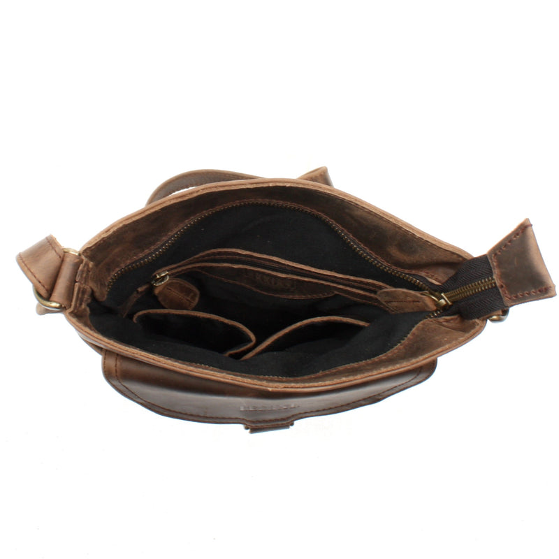 Leconi Umhängetasche Schultertasche Damen Herren Used Look Leder schlamm LE3072 Exklusivangebot