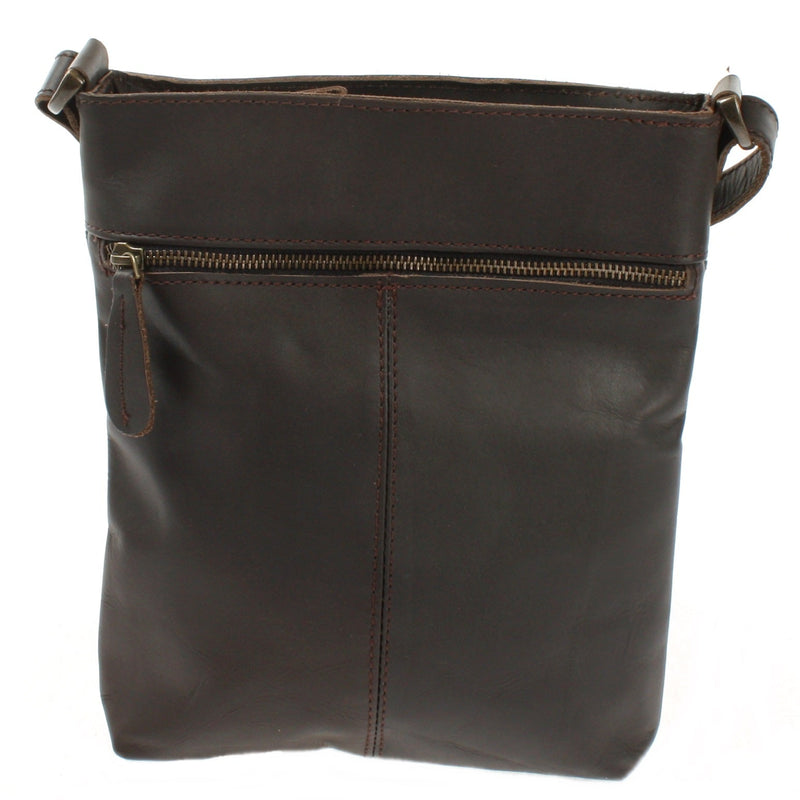 Leconi Umhängetasche Schultertasche Damen Herren Used Look Leder dunkelbraun LE3072 Preisnachlass