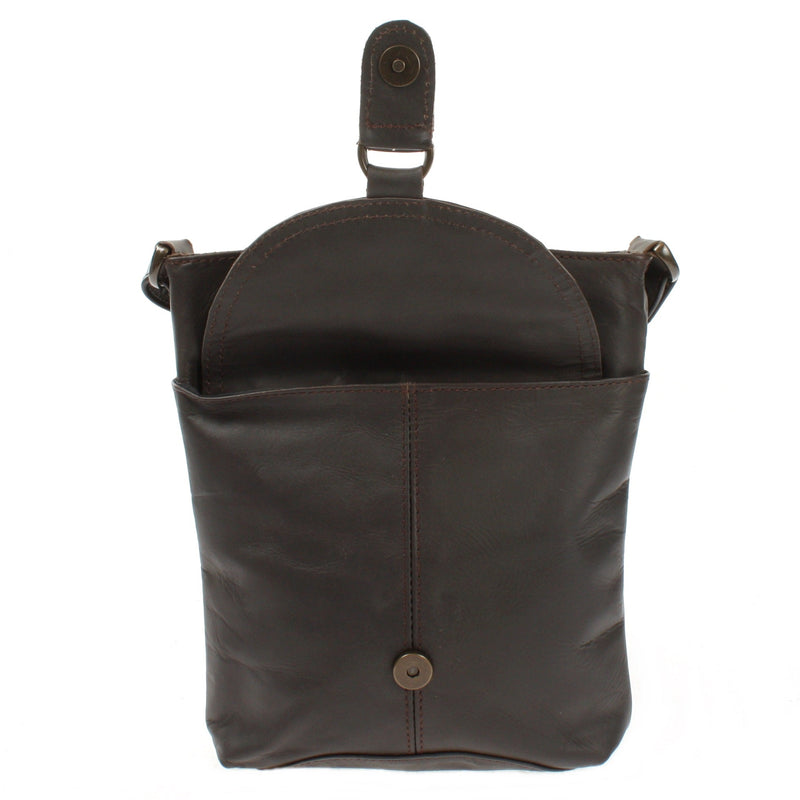 Leconi Umhängetasche Schultertasche Damen Herren Used Look Leder dunkelbraun LE3072 Preisnachlass