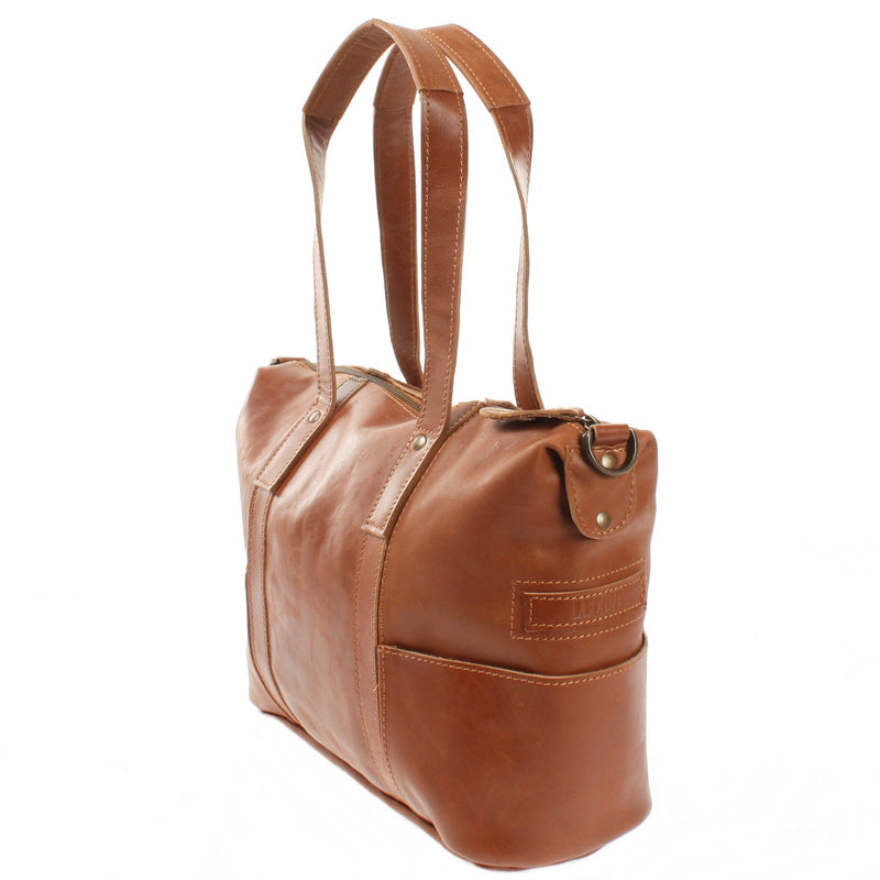 Leconi Shopper Schultertasche Henkeltasche Leder cognac LE0034 Cyber Monday