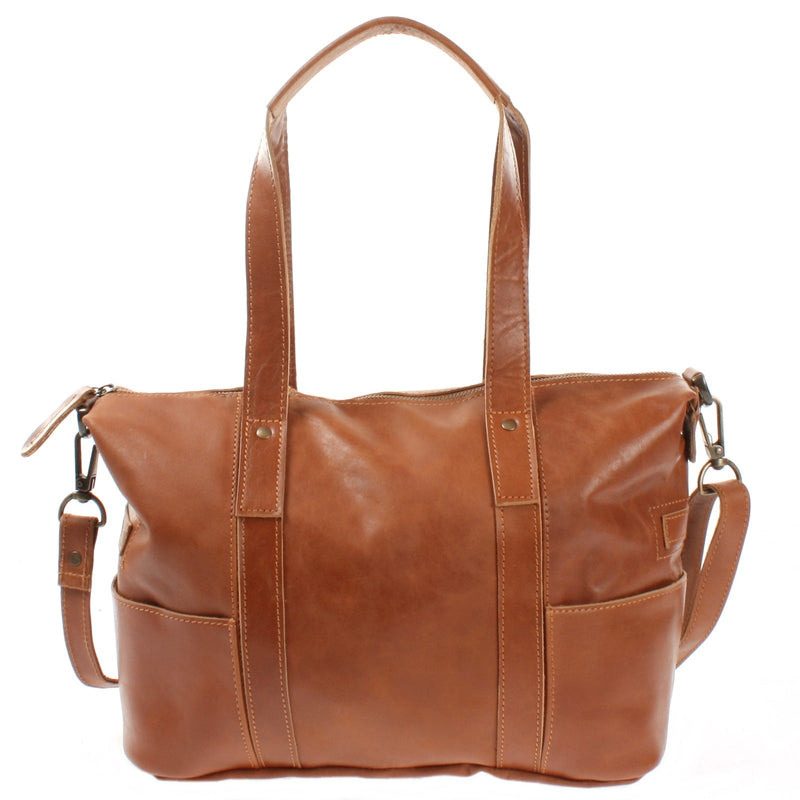 Leconi Shopper Schultertasche Henkeltasche Leder cognac LE0034 Cyber Monday