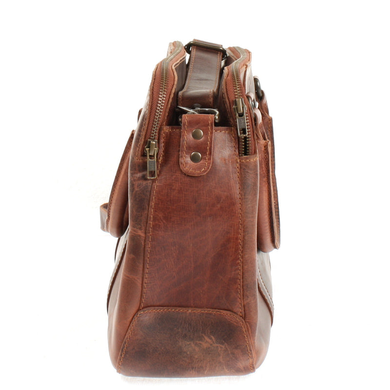 Leconi Umhängetasche Schultertasche Henkeltasche Damentasche Aktentasche Businesstasche Leder kastanie LE3065 Weihnachtsangebot
