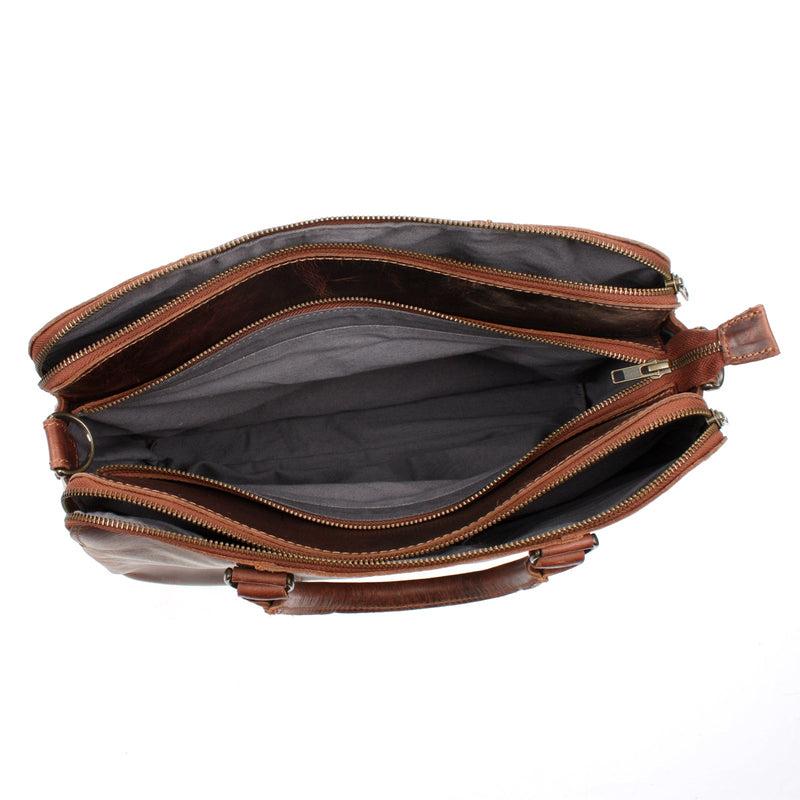 Leconi Umhängetasche Schultertasche Henkeltasche Damentasche Aktentasche Businesstasche Leder kastanie LE3065 Weihnachtsangebot