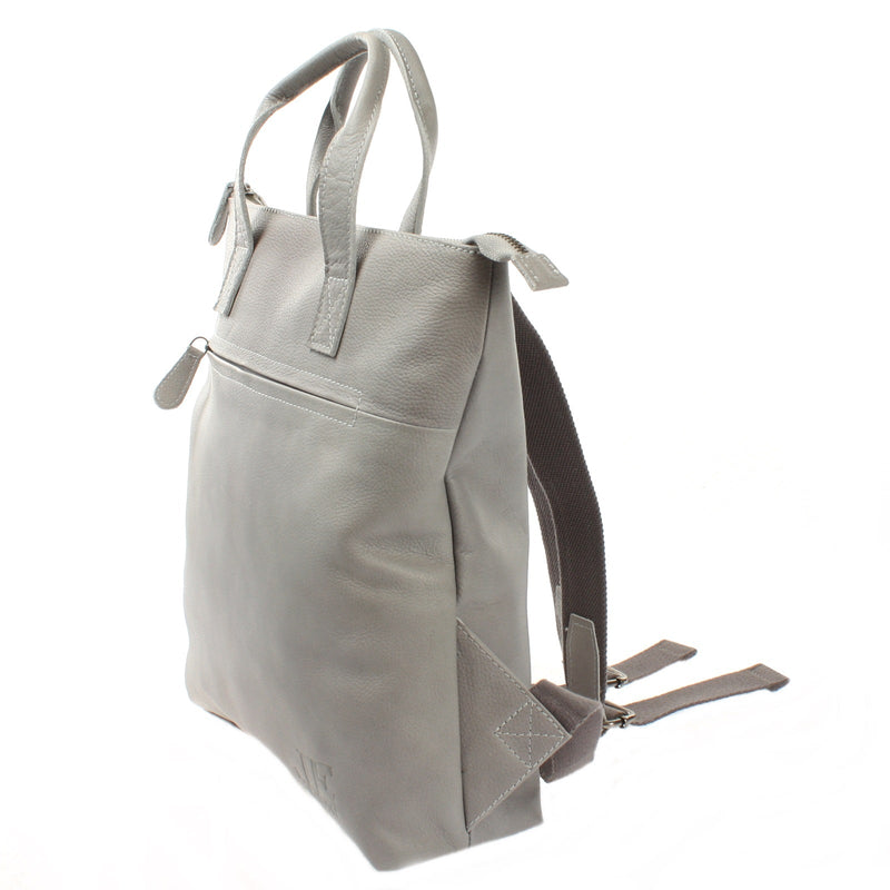 Leconi Rucksack Lederrucksack Freizeitrucksack Damen Herren Leder hellgrau LE1031 Osterangebot