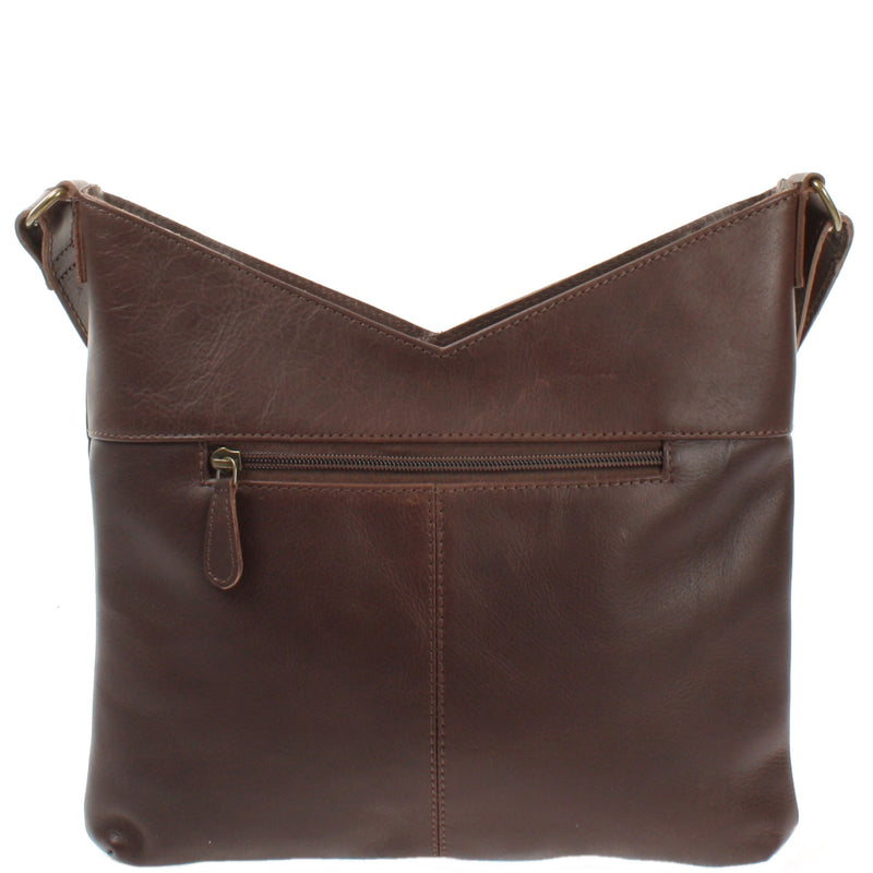 Leconi Schultertasche Damentasche Handtasche Leder dunkelbraun LE0065 Vatertagsangebot