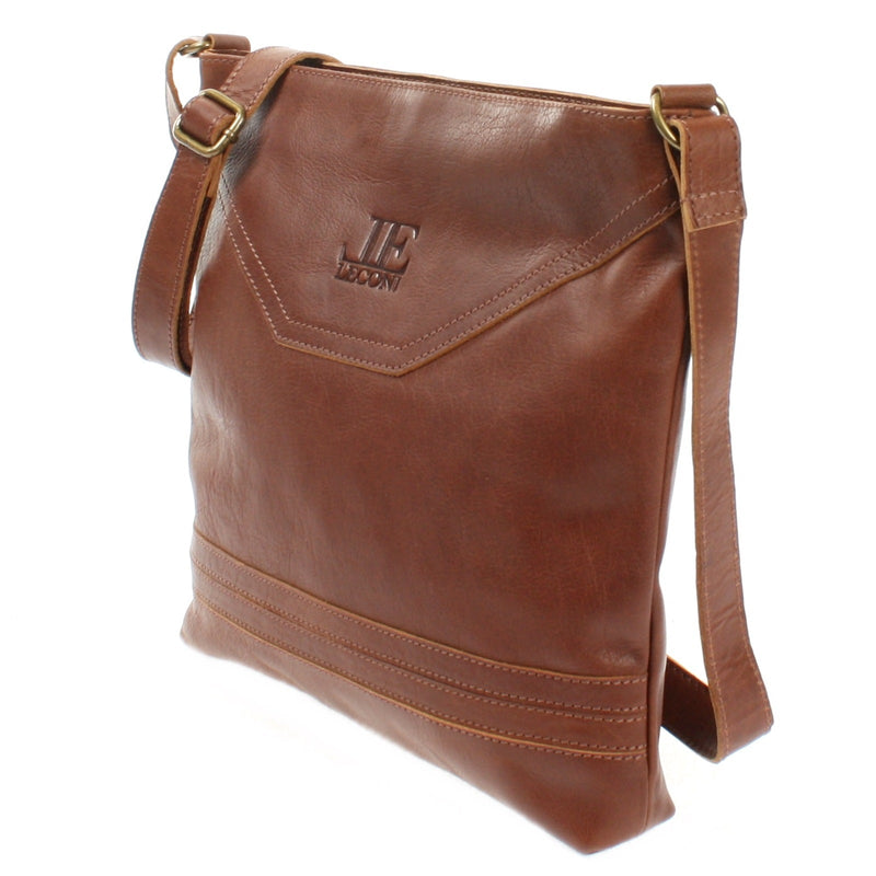 Leconi Umhängetasche Ledertasche Damen Schultertasche Leder braun LE0066 Valentinstagsangebot