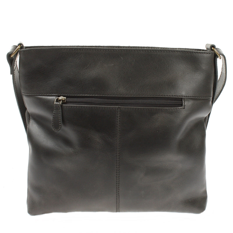 Leconi Umhängetasche Ledertasche Damen Schultertasche Leder dunkelgrau LE0066 Jubiläumsangebot