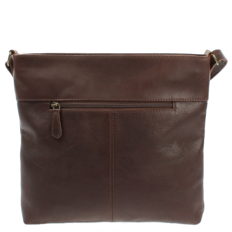 Leconi Umhängetasche Ledertasche Damen Schultertasche Leder dunkelbraun LE0066 Lagerräumung