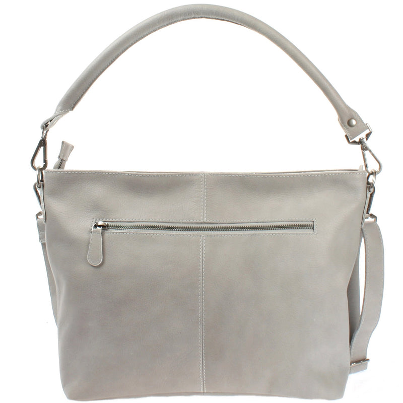 Leconi Schultertasche Umhängetasche Ledertasche Leder Damen hellgrau LE0062 Top Angebot