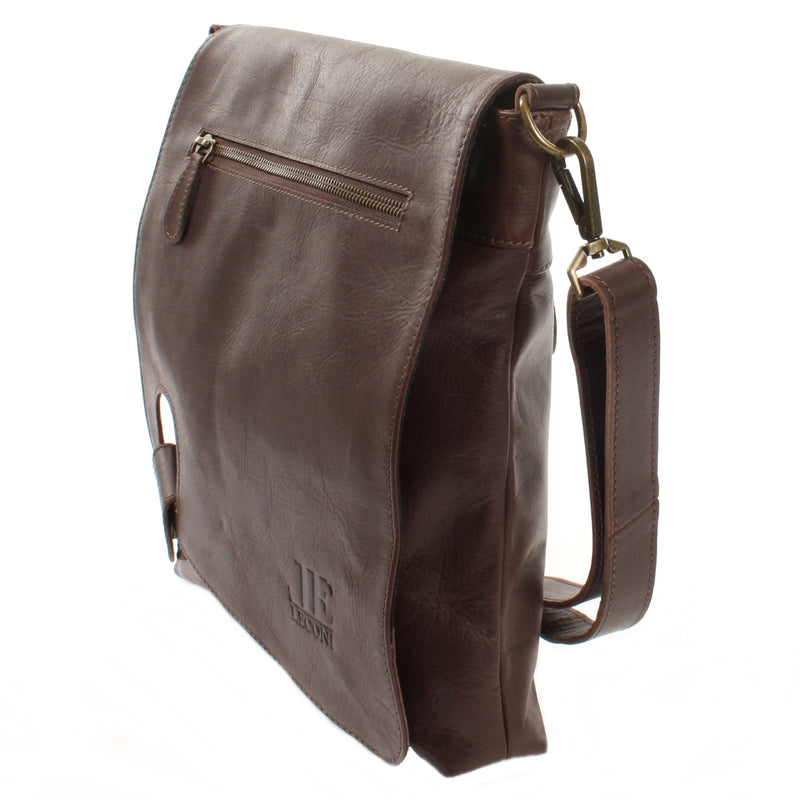 Leconi Umhängetasche Ledertasche Damen Schultertasche Leder dunkelbraun LE3073 Neueste Mode