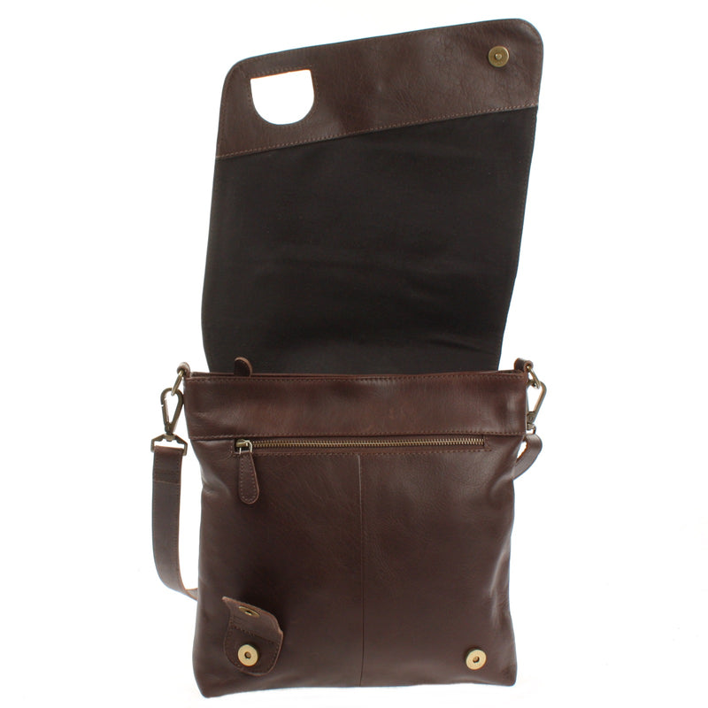 Leconi Umhängetasche Ledertasche Damen Schultertasche Leder dunkelbraun LE3073 Neueste Mode