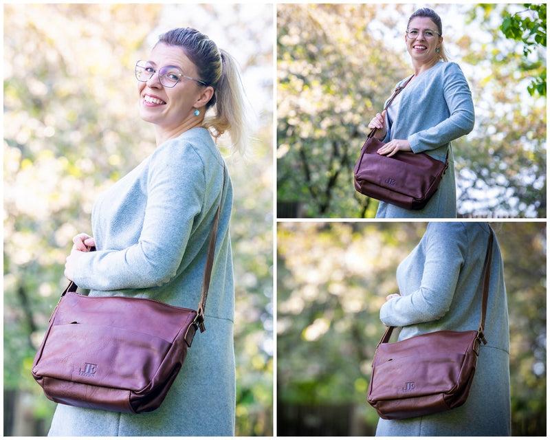 Leconi Umhängetasche Ledertasche Damen Herren Schultertasche Leder braun LE0067 Zeitlich begrenztes Angebot