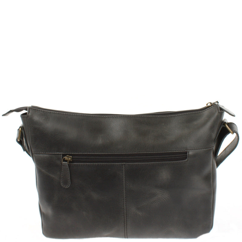 Leconi Umhängetasche Ledertasche Damen Herren Schultertasche Leder dunkelgrau LE0067 Exklusive Angebote