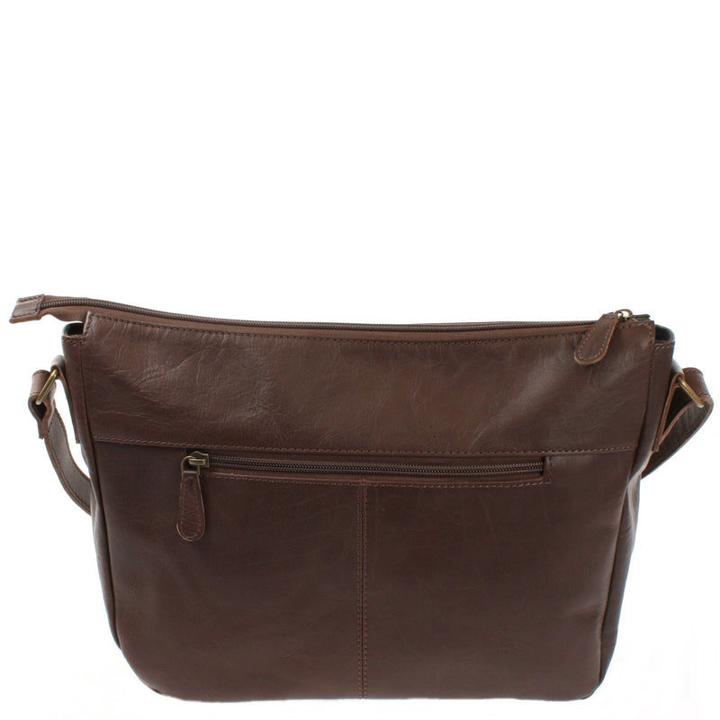 Leconi Umhängetasche Ledertasche Damen Herren Schultertasche Leder dunkelbraun LE0067 Blitzangebot
