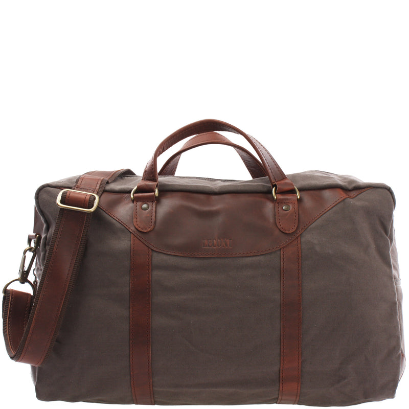 Leconi kleine Reisetasche Handgepäck Canvas Leder grau LE2009 Bestseller