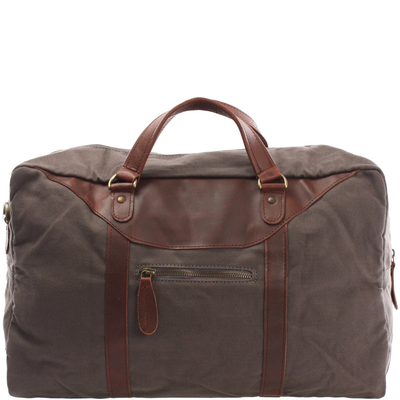 Leconi kleine Reisetasche Handgepäck Canvas Leder grau LE2009 Bestseller