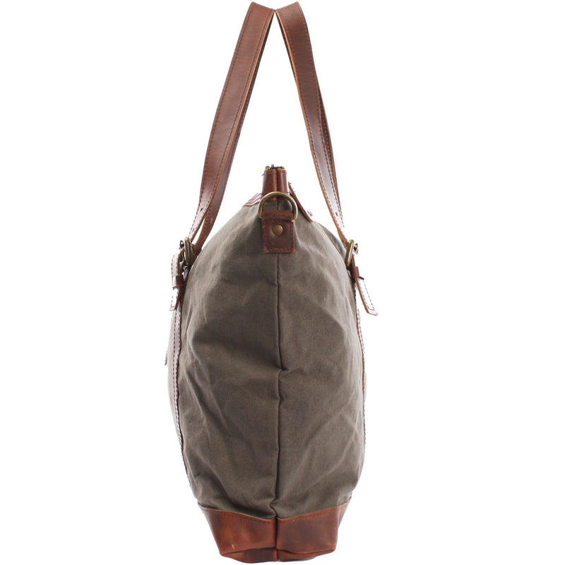 Leconi Weekender Reisetasche Shopper Damen Herren Leder Canvas grau LE2013 Saisonale Angebote