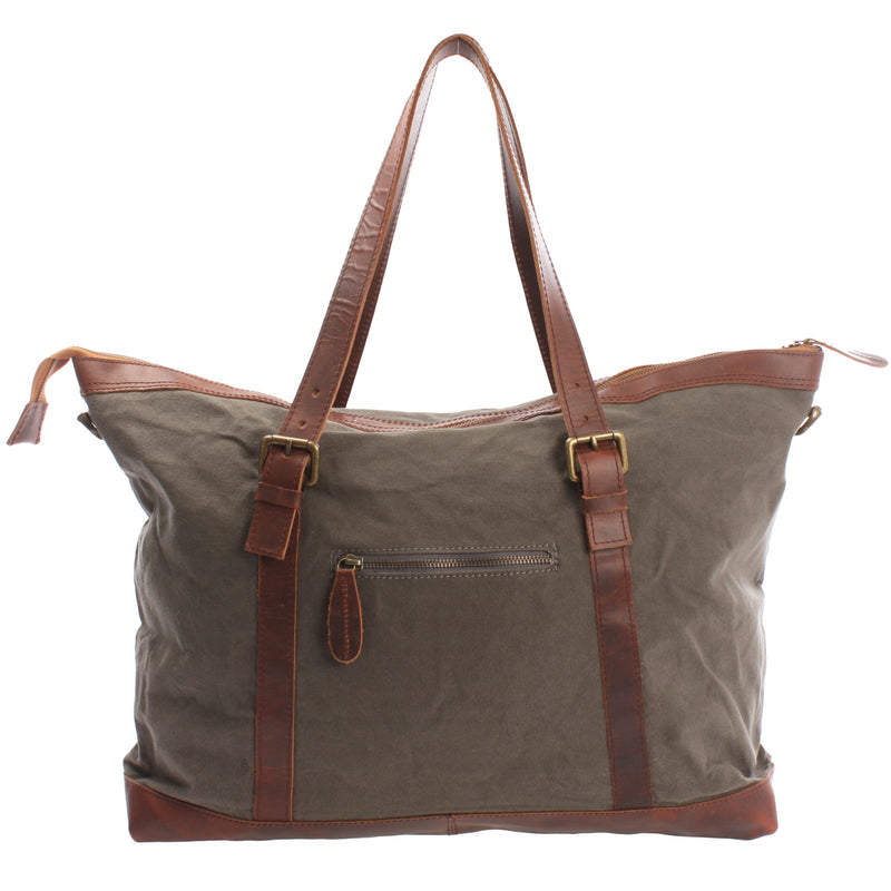 Leconi Weekender Reisetasche Shopper Damen Herren Leder Canvas grau LE2013 Saisonale Angebote