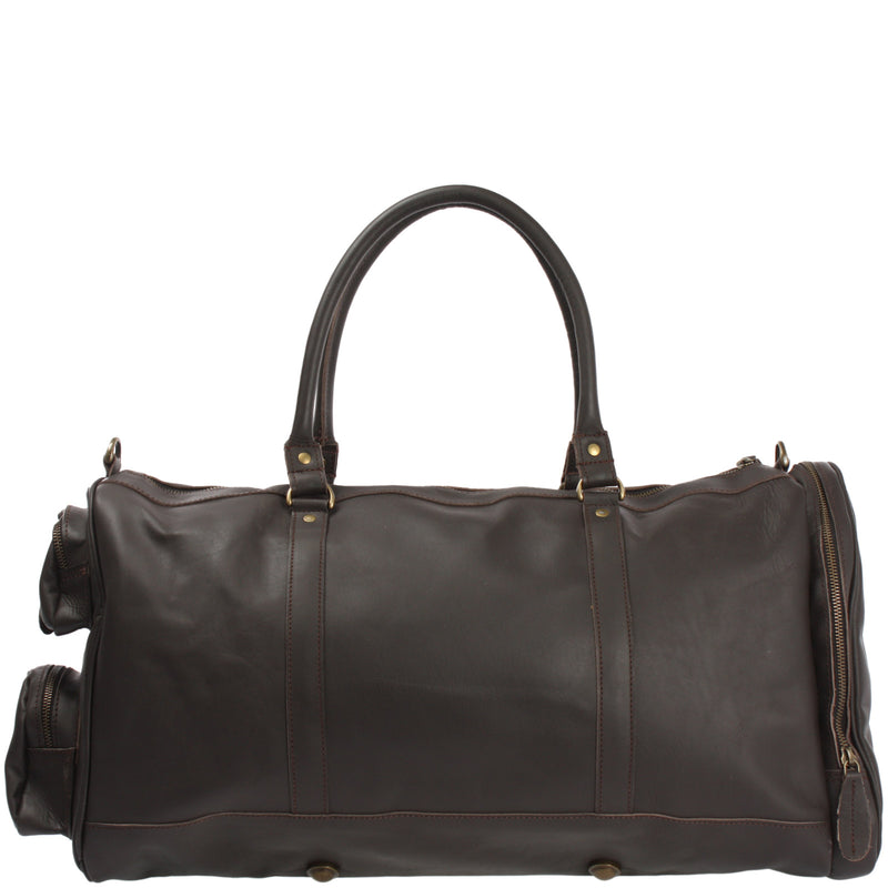 Leconi Reisetasche Weekender Sporttasche Ledertasche Damen Herren Leder dunkelbraun LE2017 Räumungsverkauf