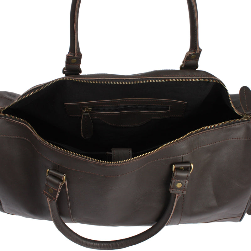 Leconi Reisetasche Weekender Sporttasche Ledertasche Damen Herren Leder dunkelbraun LE2017 Räumungsverkauf