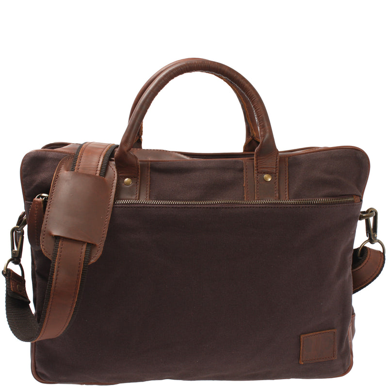 Leconi Aktentasche Arbeitstasche Bürotasche Canvas Leder mokka LE3066 Riesige Ersparnisse