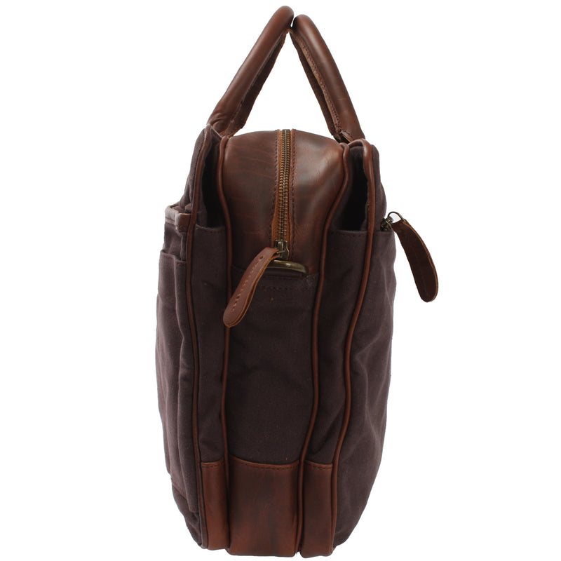 Leconi Aktentasche Arbeitstasche Bürotasche Canvas Leder mokka LE3066 Riesige Ersparnisse