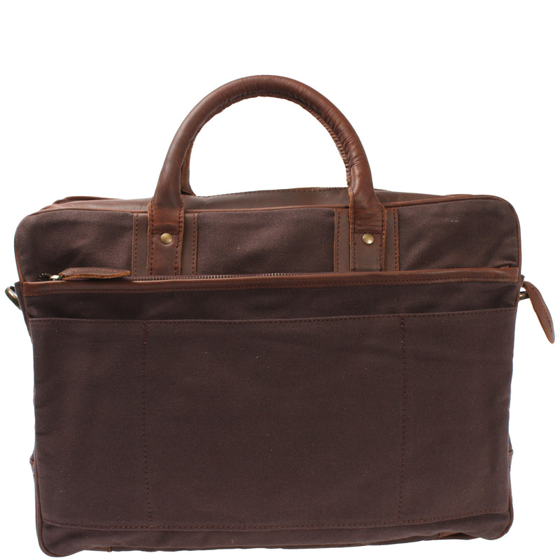 Leconi Aktentasche Arbeitstasche Bürotasche Canvas Leder mokka LE3066 Riesige Ersparnisse