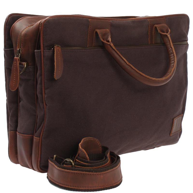 Leconi Aktentasche Arbeitstasche Bürotasche Canvas Leder mokka LE3066 Riesige Ersparnisse