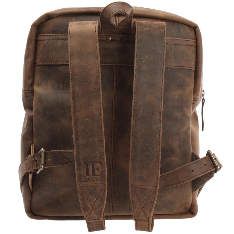 Leconi Rucksack Freizeitrucksack Lederrucksack Leder schlamm LE1018 Super Sparpreis
