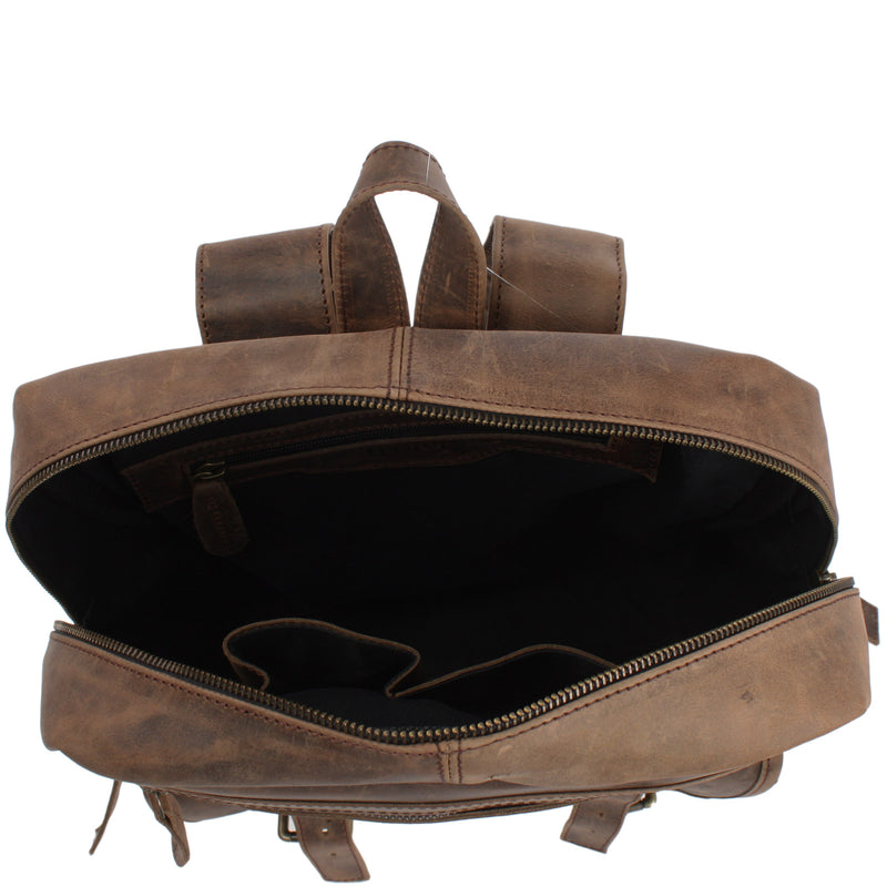 Leconi Rucksack Freizeitrucksack Lederrucksack Leder schlamm LE1018 Super Sparpreis