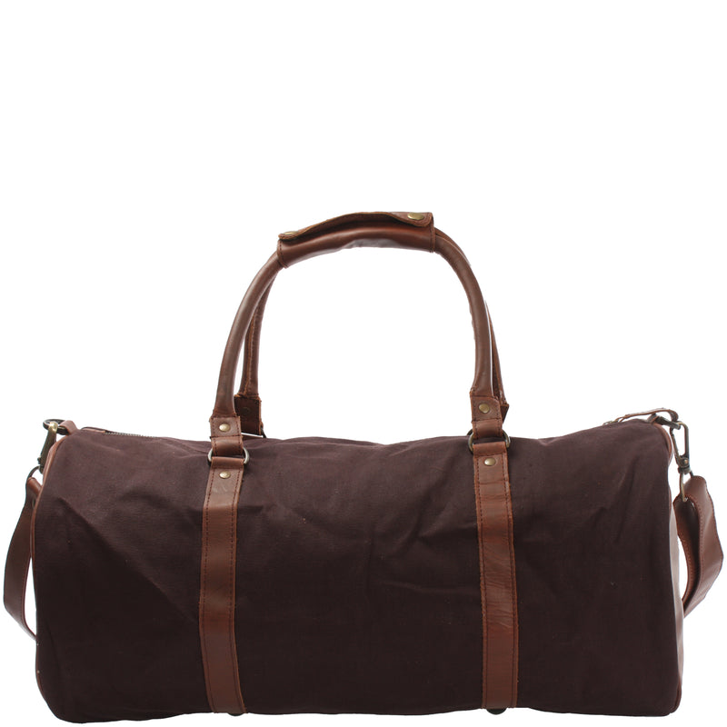 Leconi Weekender Reisetasche Sporttasche vintage Leder Canvas mokka LE2004 Wochenangebot