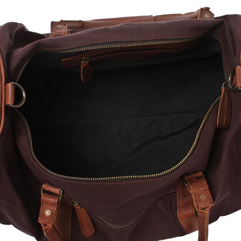 Leconi Weekender Reisetasche Sporttasche vintage Leder Canvas mokka LE2004 Wochenangebot