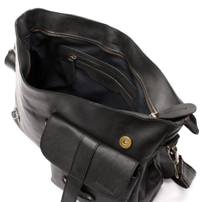 Leconi Messenger Bag Collegetasche DIN A4 Kuriertasche Leder schwarz LE3032 Begrenzte Freigabe