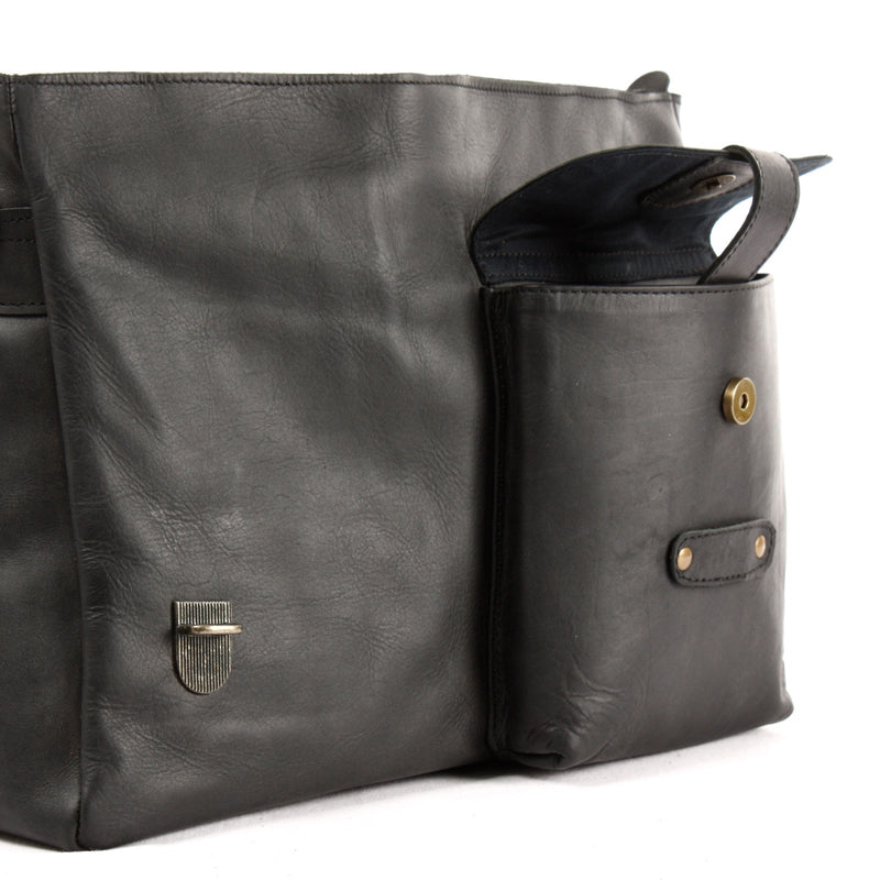 Leconi Messenger Bag Collegetasche DIN A4 Kuriertasche Leder schwarz LE3032 Begrenzte Freigabe