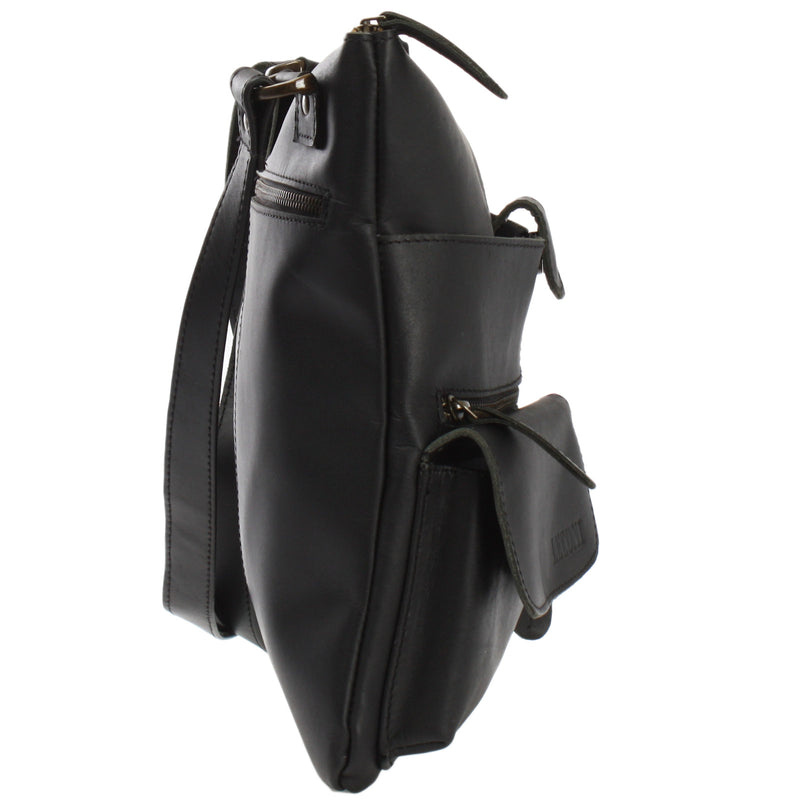 Leconi Umhängetasche Schultertasche Damen Herren Used Look Leder schwarz LE3011 JETZT KAUFEN