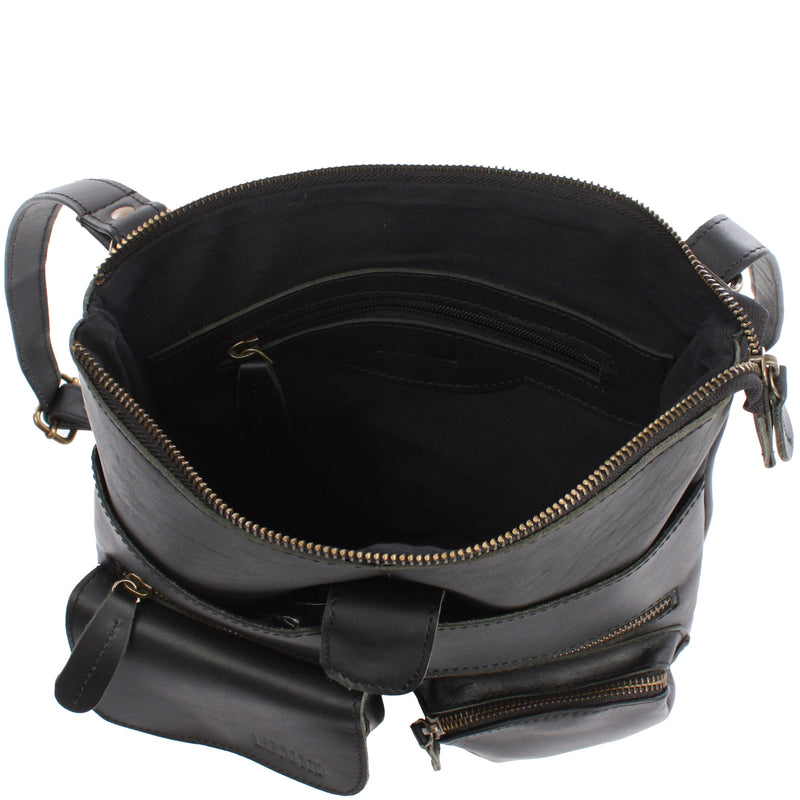 Leconi Umhängetasche Schultertasche Damen Herren Used Look Leder schwarz LE3011 JETZT KAUFEN