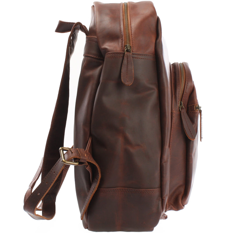 Leconi Rucksack Lederrucksack Freizeitrucksack Damen Herren Leder braun LE1017 Neueste Stile