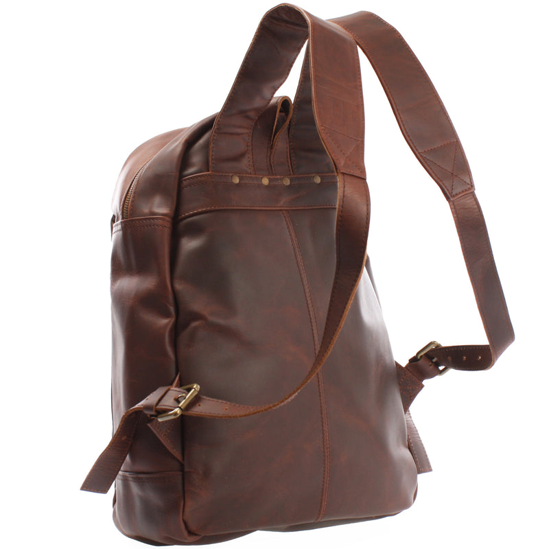 Leconi Rucksack Lederrucksack Freizeitrucksack Damen Herren Leder braun LE1017 Neueste Stile