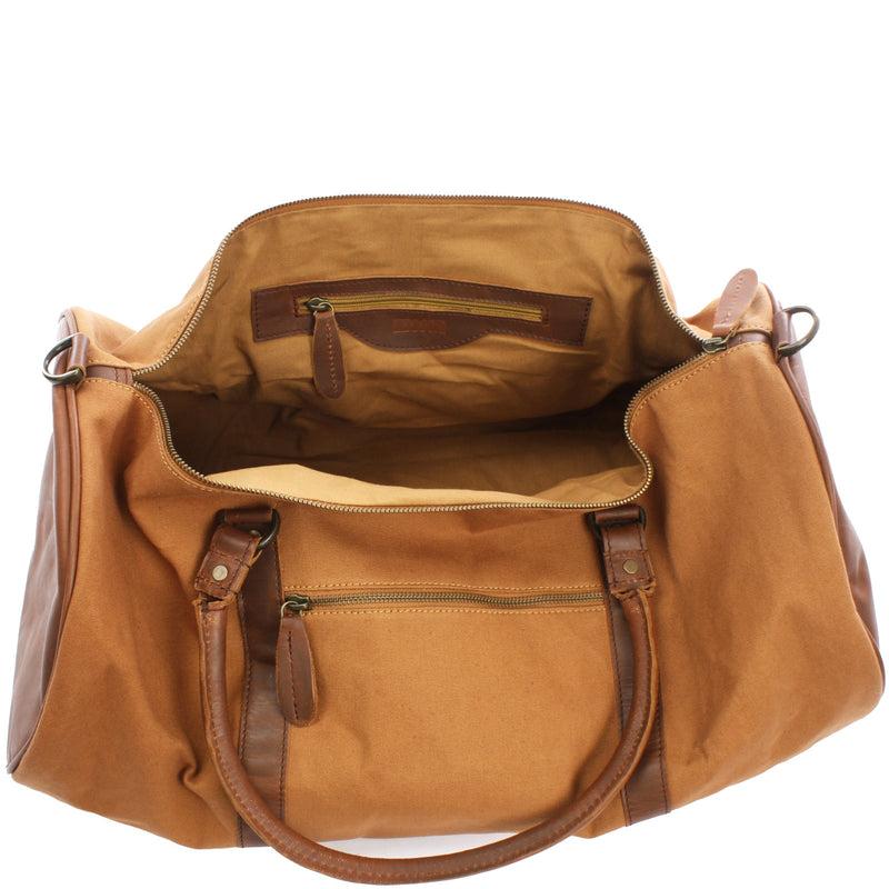 Leconi Weekender Reisetasche Sporttasche vintage Leder Canvas cognac LE2004 Letzte 2 Tage