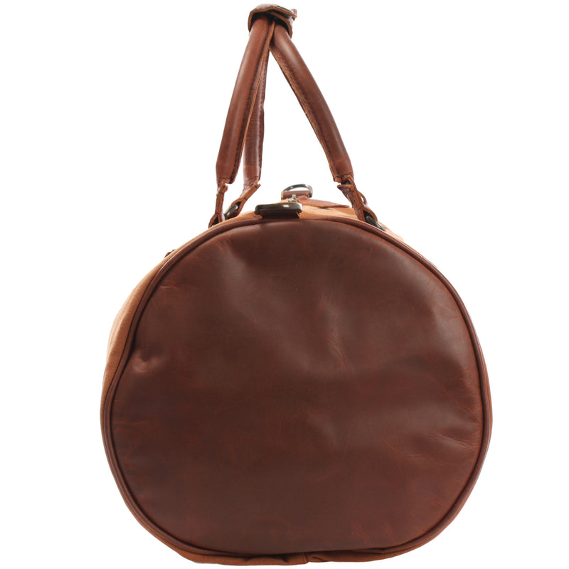 Leconi Weekender Reisetasche Sporttasche vintage Leder Canvas cognac LE2004 Letzte 2 Tage