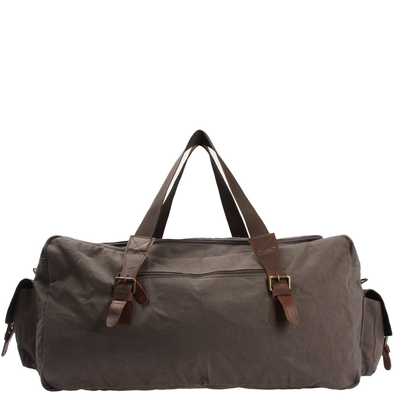 Leconi großer Weekender Reisetasche Sporttasche Damen Herren Leder Canvas grau LE2019 Zeitbegrenzte Promotion