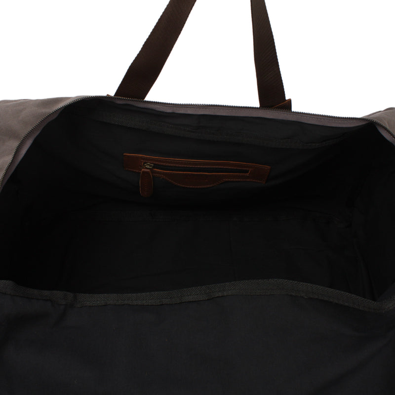 Leconi großer Weekender Reisetasche Sporttasche Damen Herren Leder Canvas grau LE2019 Zeitbegrenzte Promotion